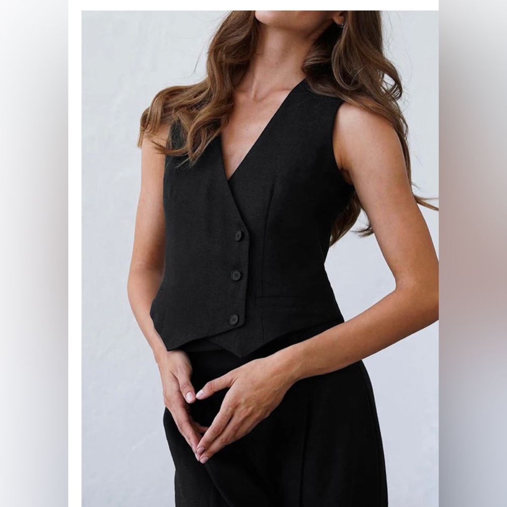Commense set Black vest and pants large vest NWT pants NWOT neither wore - Picture 2 of 16